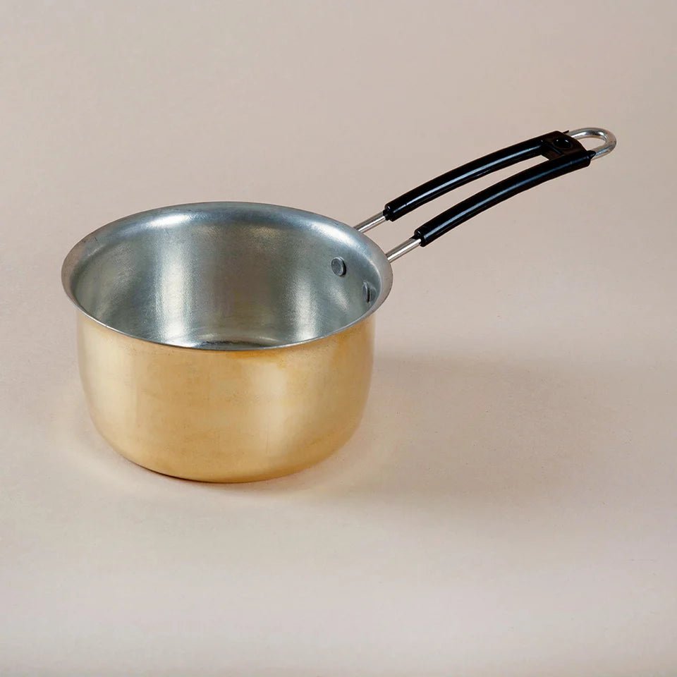 Brass Saucepan - Tin Coated with Heat-Resistant Handle - Kalasians